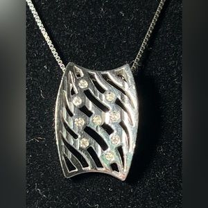 Japan K18 White Gold  Rectangle Style with Natural Diamonds PENDANT ONLY